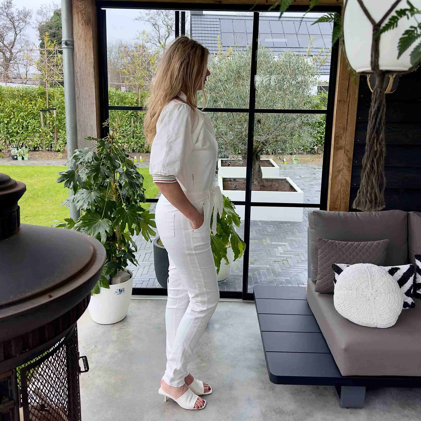 Zip73 Jumpsuit Denim Offwhite lange vrouwen tall