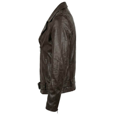 Transmission Bikerjack Leder Donkerbruin, tall kleding voor lange vrouwen