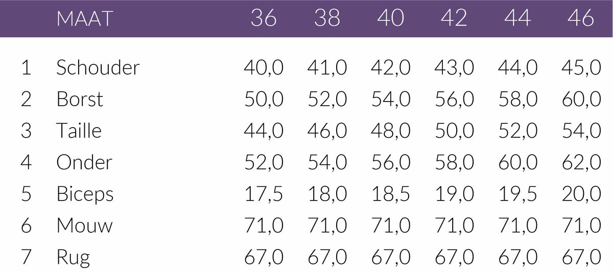 Maattabel LongLady Blazer Casey Offwhite | Tall