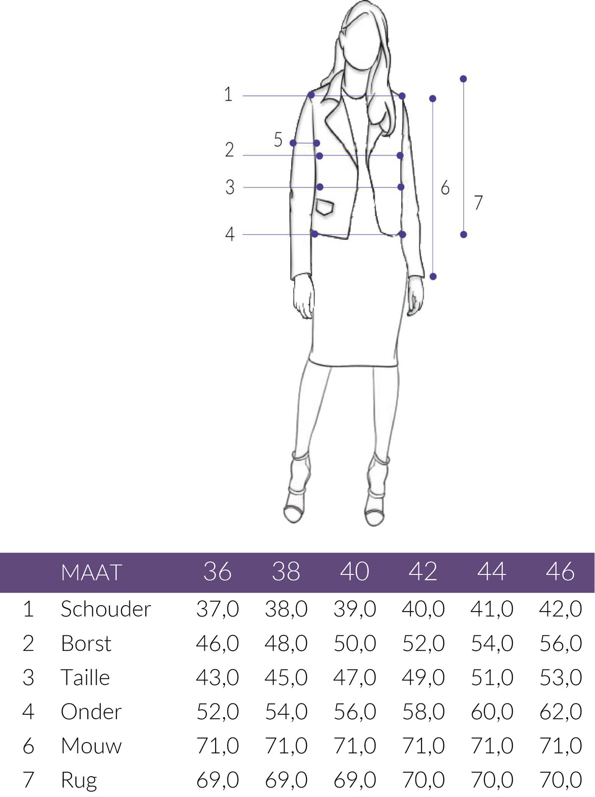Maattabel Maicazz Blazer Sila Soul | Tall