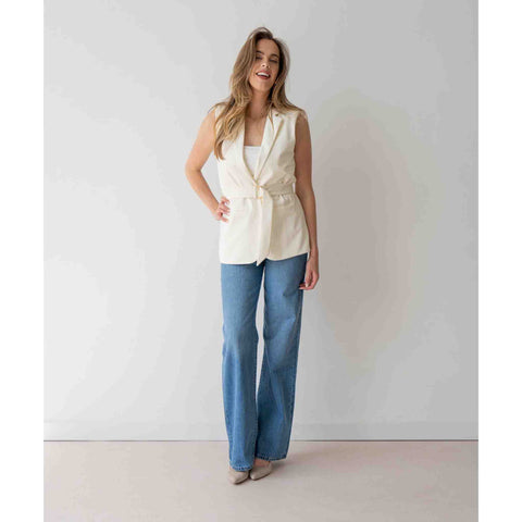 Kimara Giletblazer Isa, tall kleding voor lange vrouwen, gedragen door model