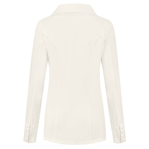 Only-M Blouse Sporty Offwhite, tall kleding voor lange dames, achteraanzicht