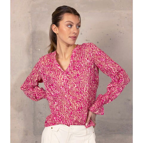 Kimara Blouse Thesa Fuchsia, tall kleding voor lange vrouwen