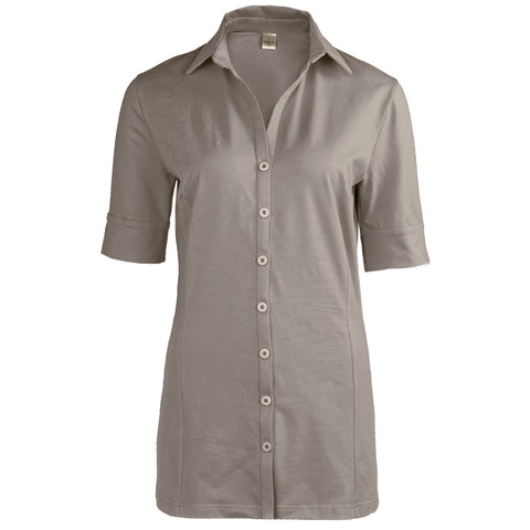 Longlady Blouse Daan Taupe, tall kleding voor lange vrouwen