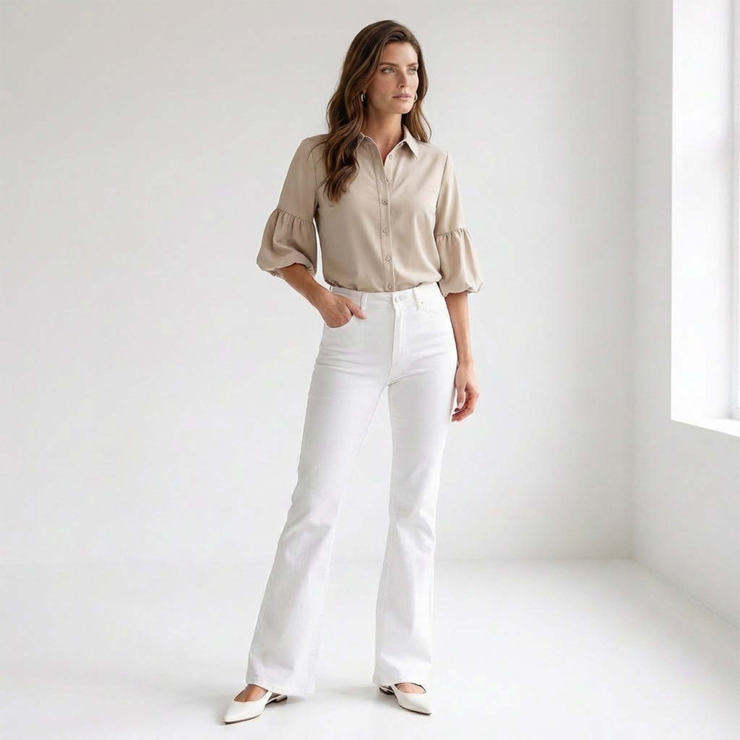 Longlady Blouse Dara Lichtbeige | Tall
