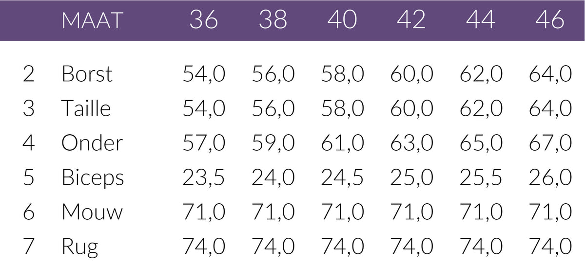 Maattabel Longlady Blouse Dionne | Tall