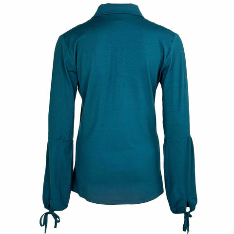Longlady Blouse Doortje Petrol, tall kleding voor lange dames, achteraanzicht