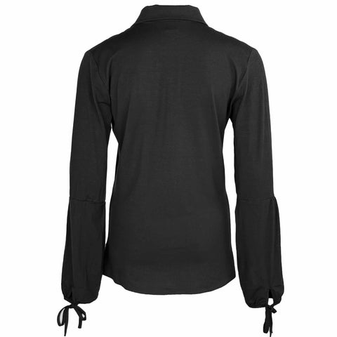 Longlady Blouse Doortje Zwart, tall kleding voor lange dames, achteraanzicht