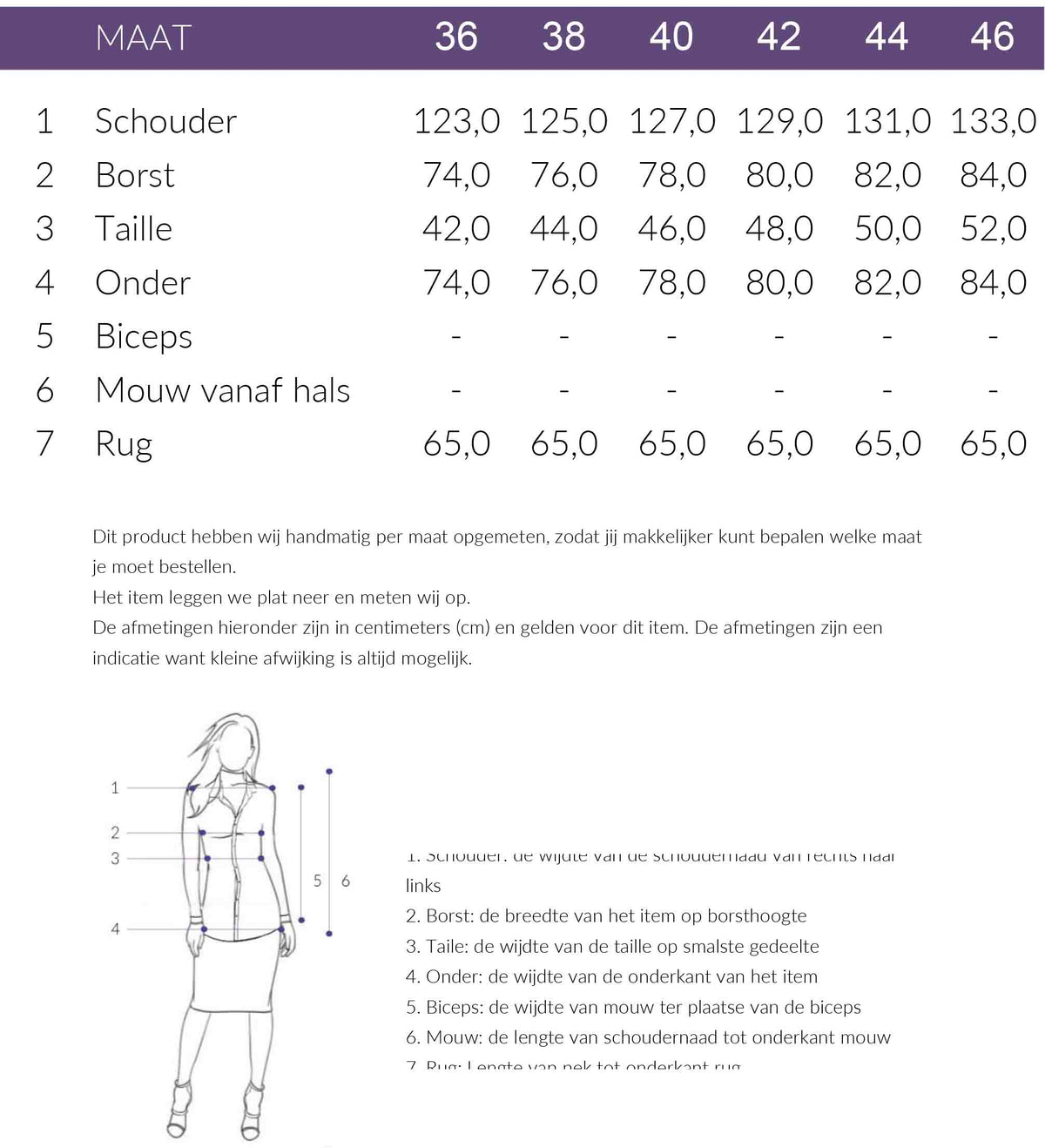 Maattabel Longlady Blouse Odinne Blauw | Tall