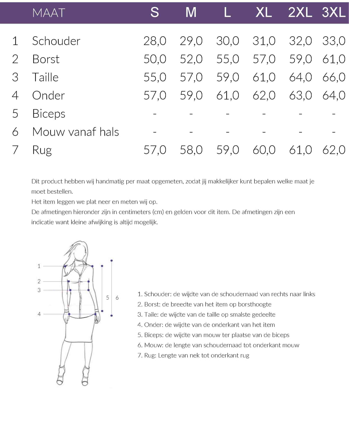 Maattabel Maicazz Blouse Talulah | Tall