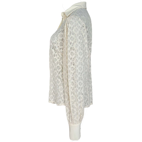 Only-M Blouse Kant Offwhite, kleding voor lange vrouwen, zijaanzicht