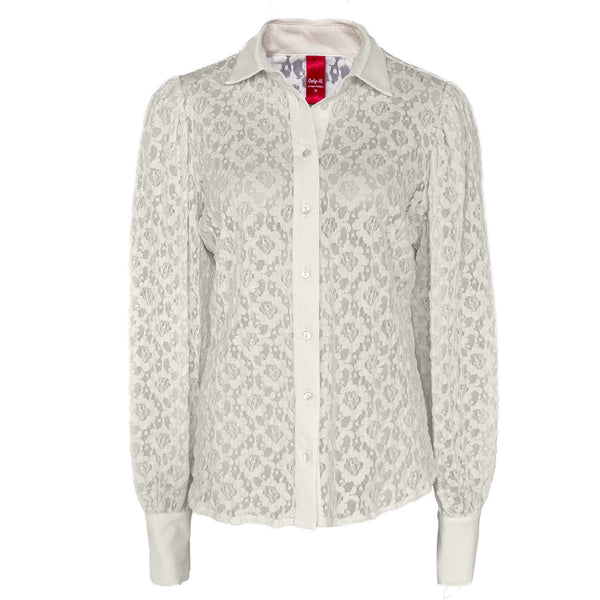 Only-M Blouse Kant Offwhite, tall kleding voor lange vrouwen