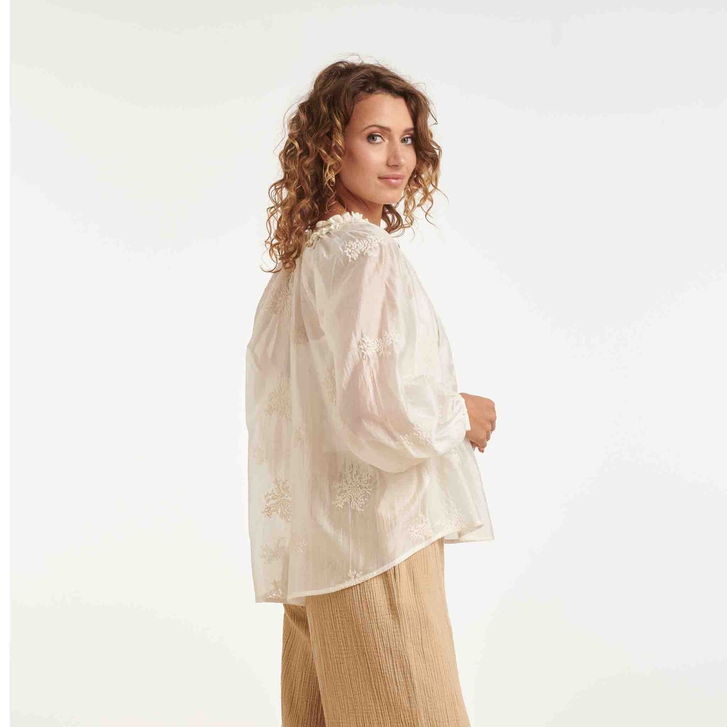 Smashed Lemon Blouse Offwhite Borduur | Tall