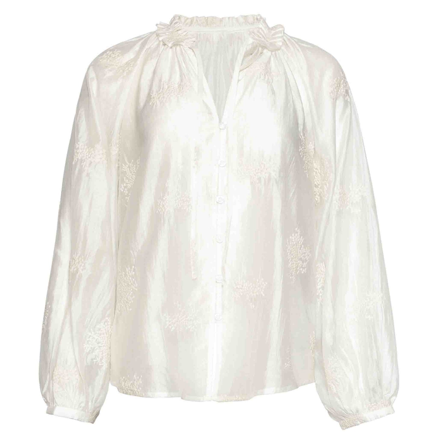 Smashed Lemon Blouse Offwhite Borduur lange dames Tall voorzijde