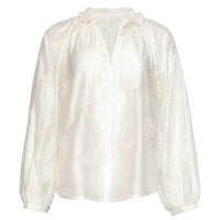 Smashed Lemon Blouse Offwhite Borduur lange dames Tall voorzijde