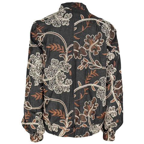 Longlady Bomber Mindie Embroidery Bruin, tall kleding voor lange dames, achteraanzicht
