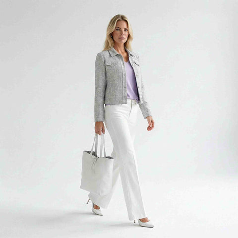NED Jack Galium Violet, tall kleding voor lange vrouwen, gedragen door model