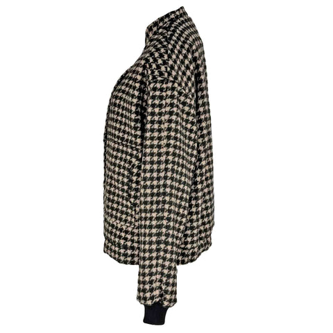 Bomber Pied de Poule, kleding voor lange vrouwen, zijaanzicht