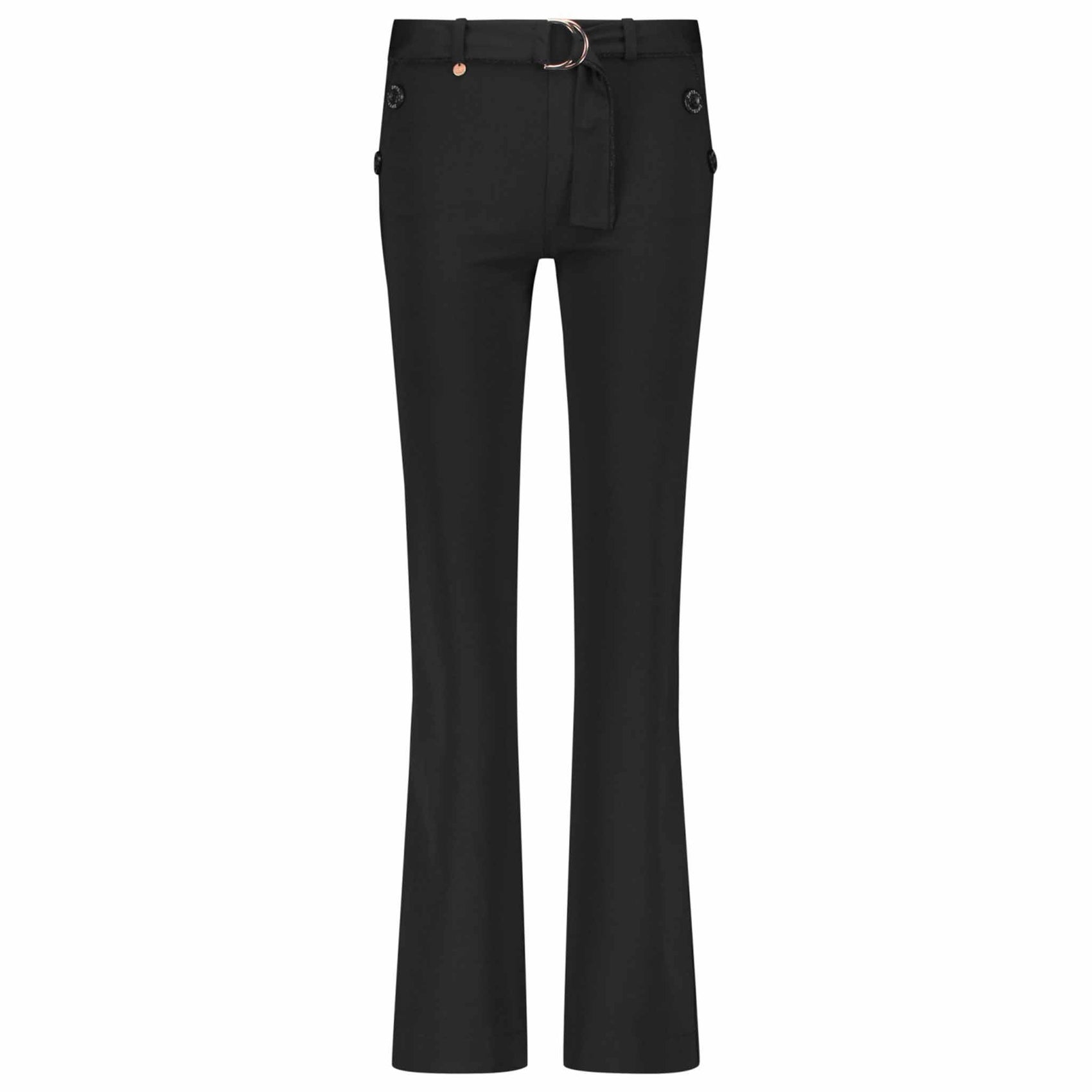 Zip73 Broek Flare Button Zwart lange vrouwen tall