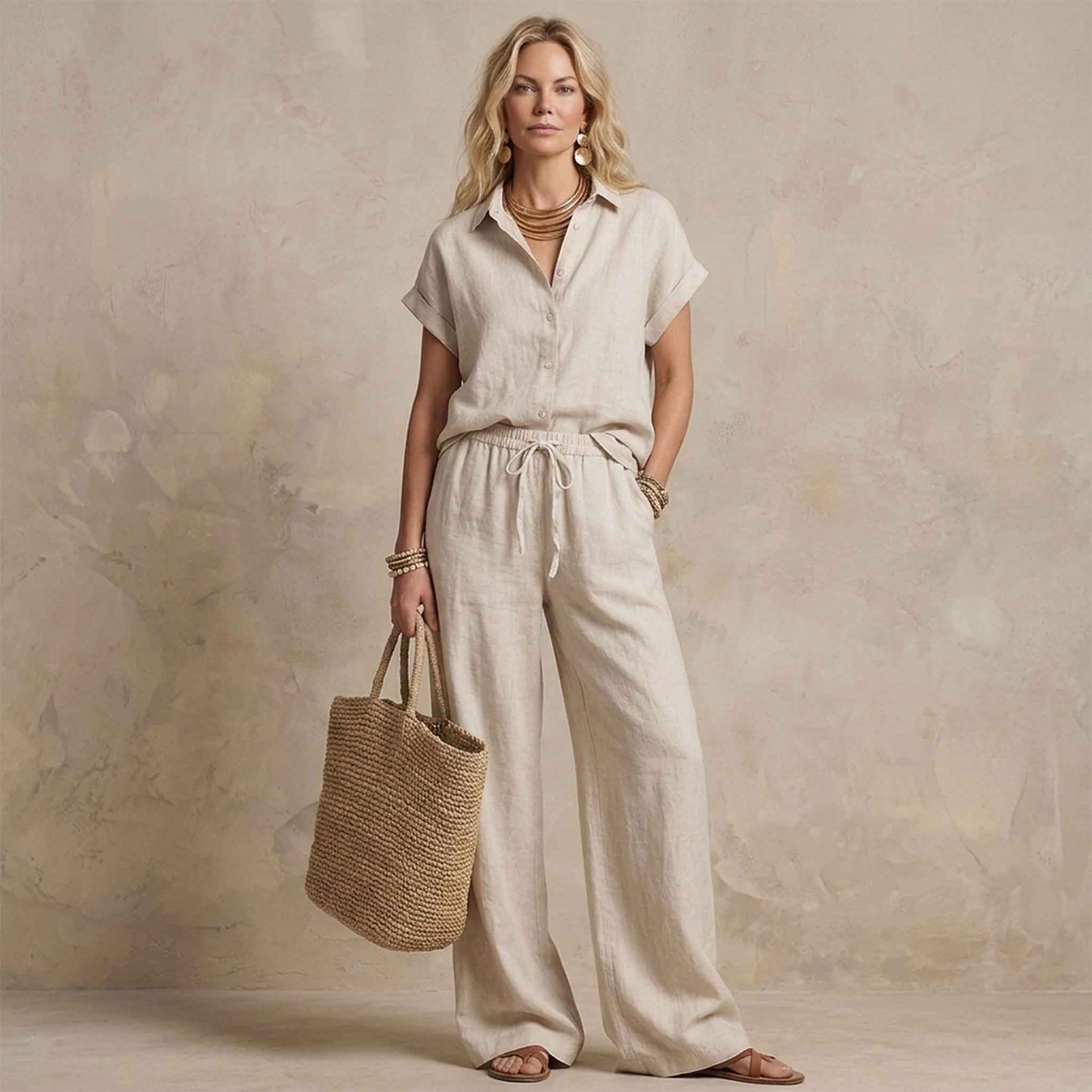 Sequoia Blouse Linnen Lichtbeige | Tall