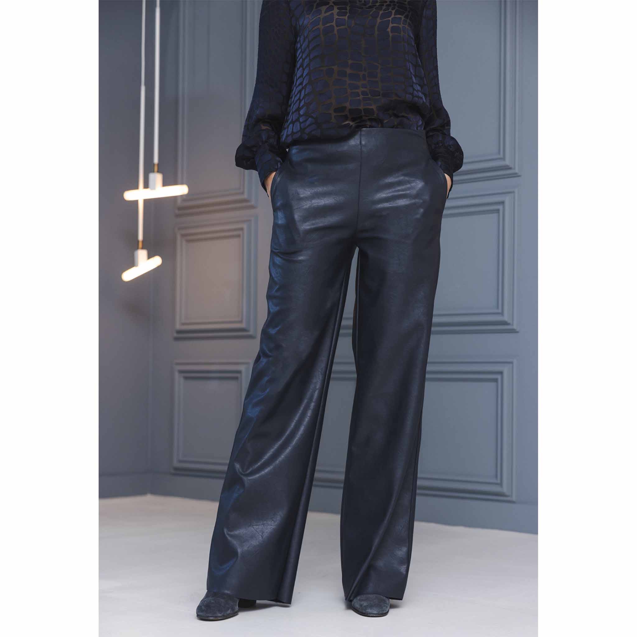 BR&DY Broek Olivia PU Blauw | Tall