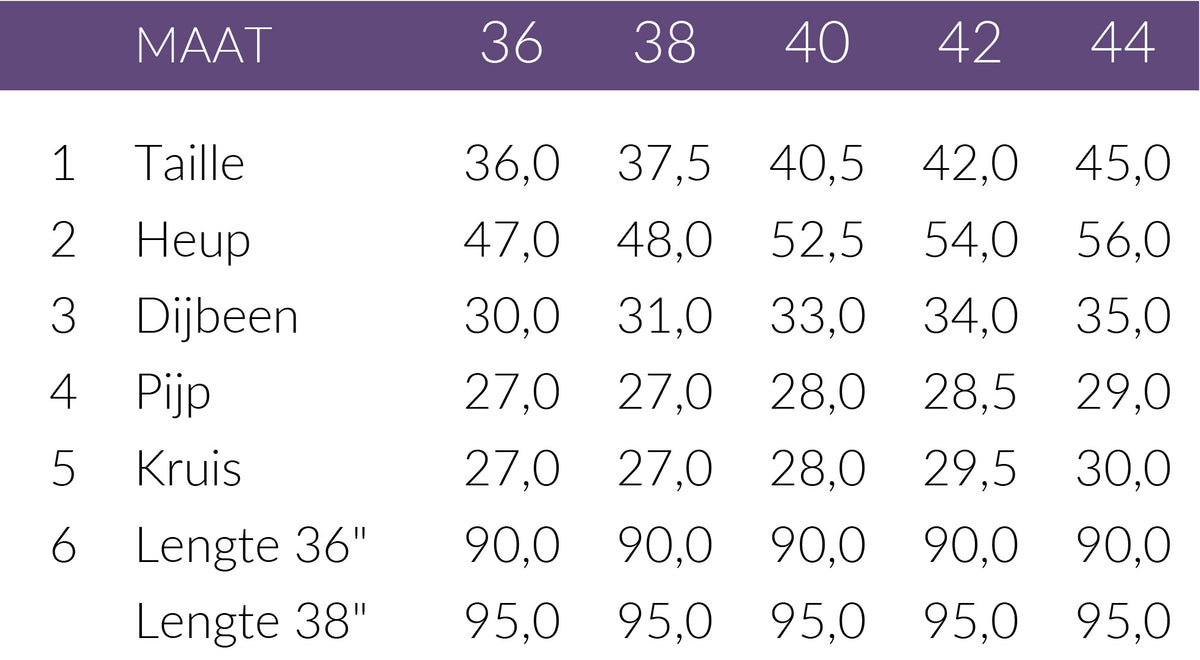 Maattabel Bloomers Broek Marlene Summer Cotton Jade | Tall