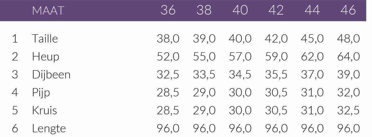 Maattabel Bloomers Broek Marlene Wol Bruin | Tall