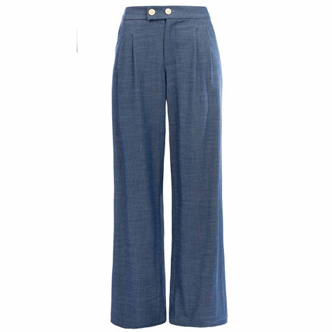 ICNK Broek Mosaic Pique Donkerblauw, tall kleding voor lange vrouwen