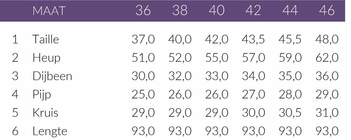 Maattabel Kimara Broek Lizzy Shadow Grey | Tall