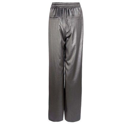 Lange dames Broek Longlady Boukje Leather Grijsbruin achterzijde