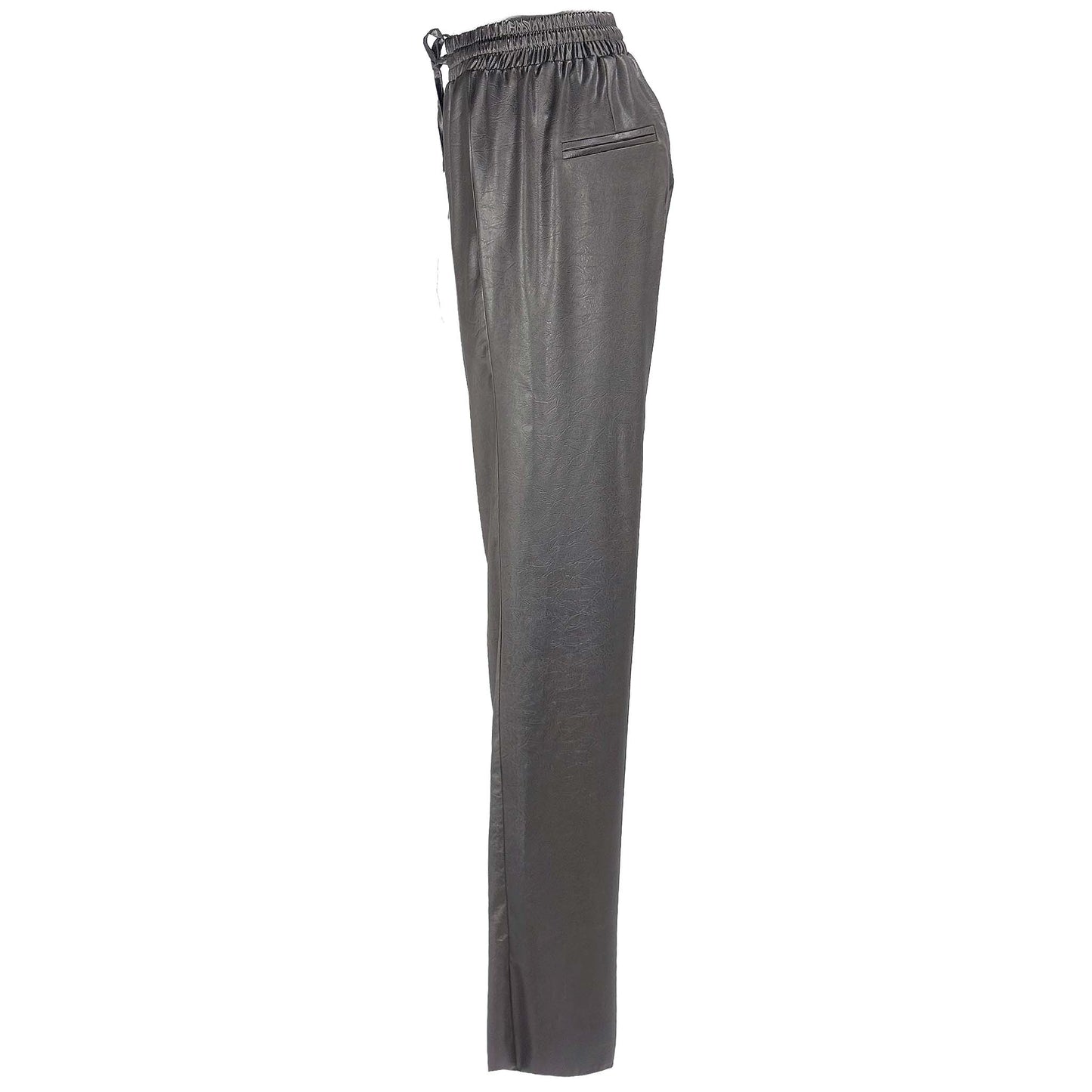 Lange benen Broek Longlady Boukje Leather Grijsbruin zijkant