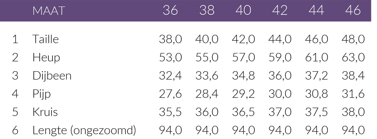 Maattabel LongLady Broek Boukje Leopard | Tall