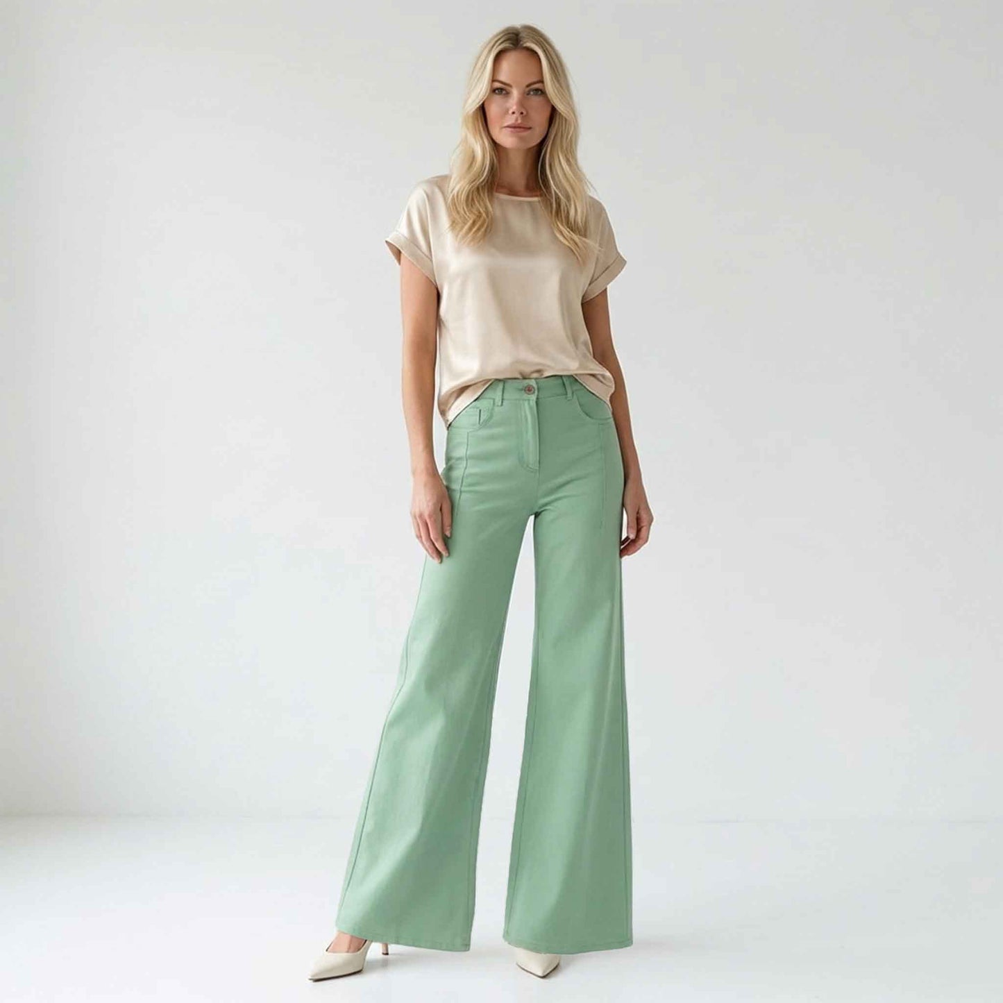 LongLady Broek Nellien Lichtgroen | Tall