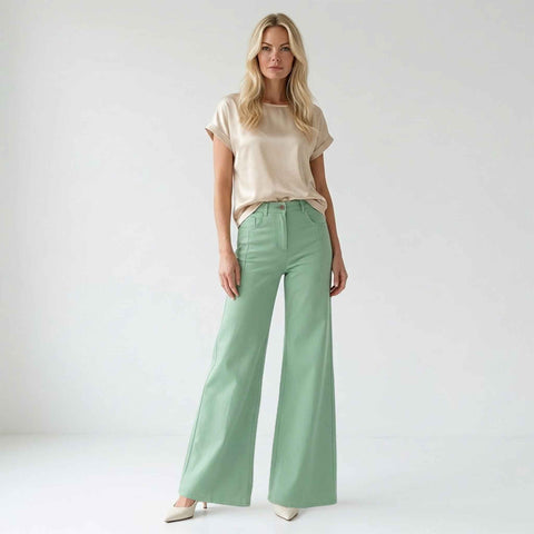 LongLady Broek Nellien Lichtgroen | Tall