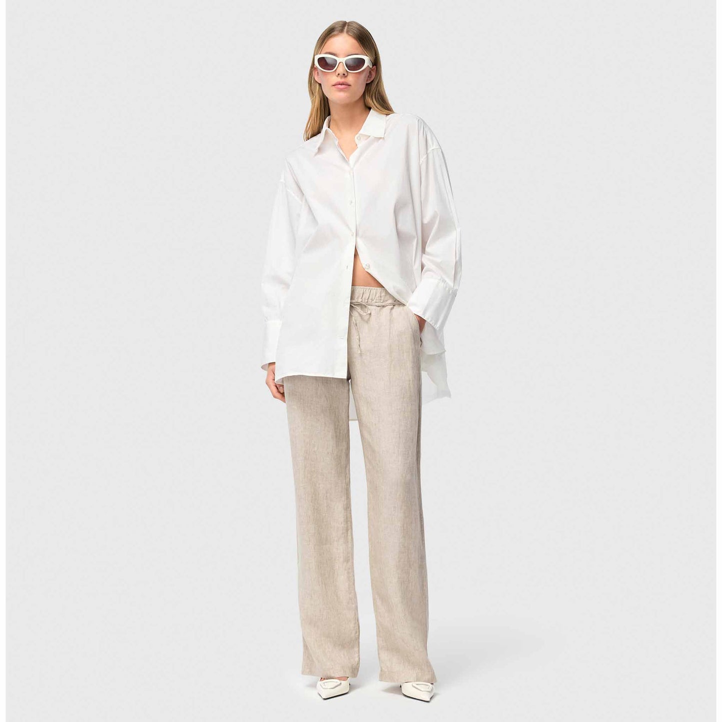 Mac Broek Chiara Linnen Almond Beige | Tall