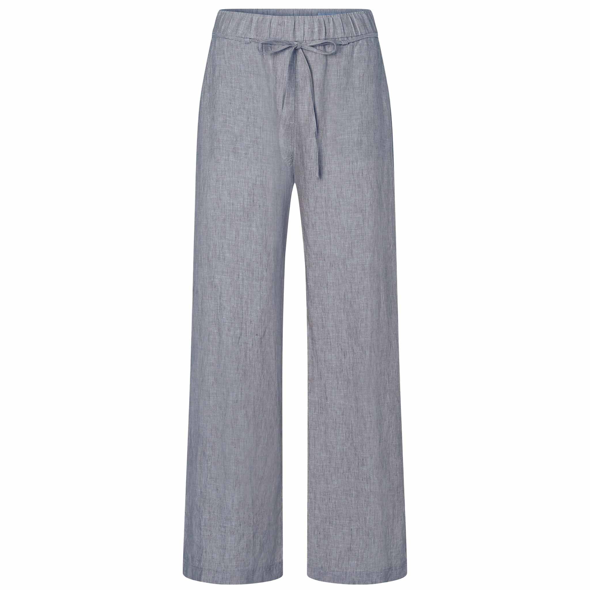 Mac Broek Chiara Linnen Light Blue Grey | Tall