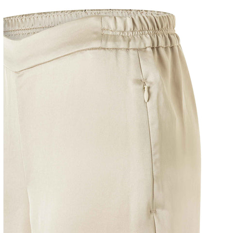 Mac Broek Coralie Satin Gravel, kleding voor lange vrouwen, zijaanzicht