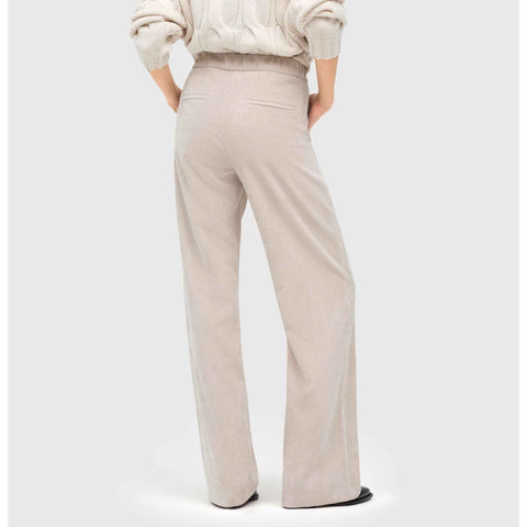 Mac Broek Chiara Sand Beige Rib, tall kleding voor lange dames, achteraanzicht
