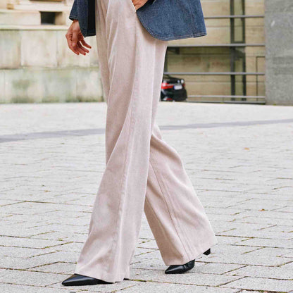 Mac Broek Chiara Sand Beige Rib | Tall