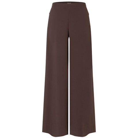 Tall Broek Mac Coralie Floating Crepe Trufflebrown vooraanzicht lange dames 