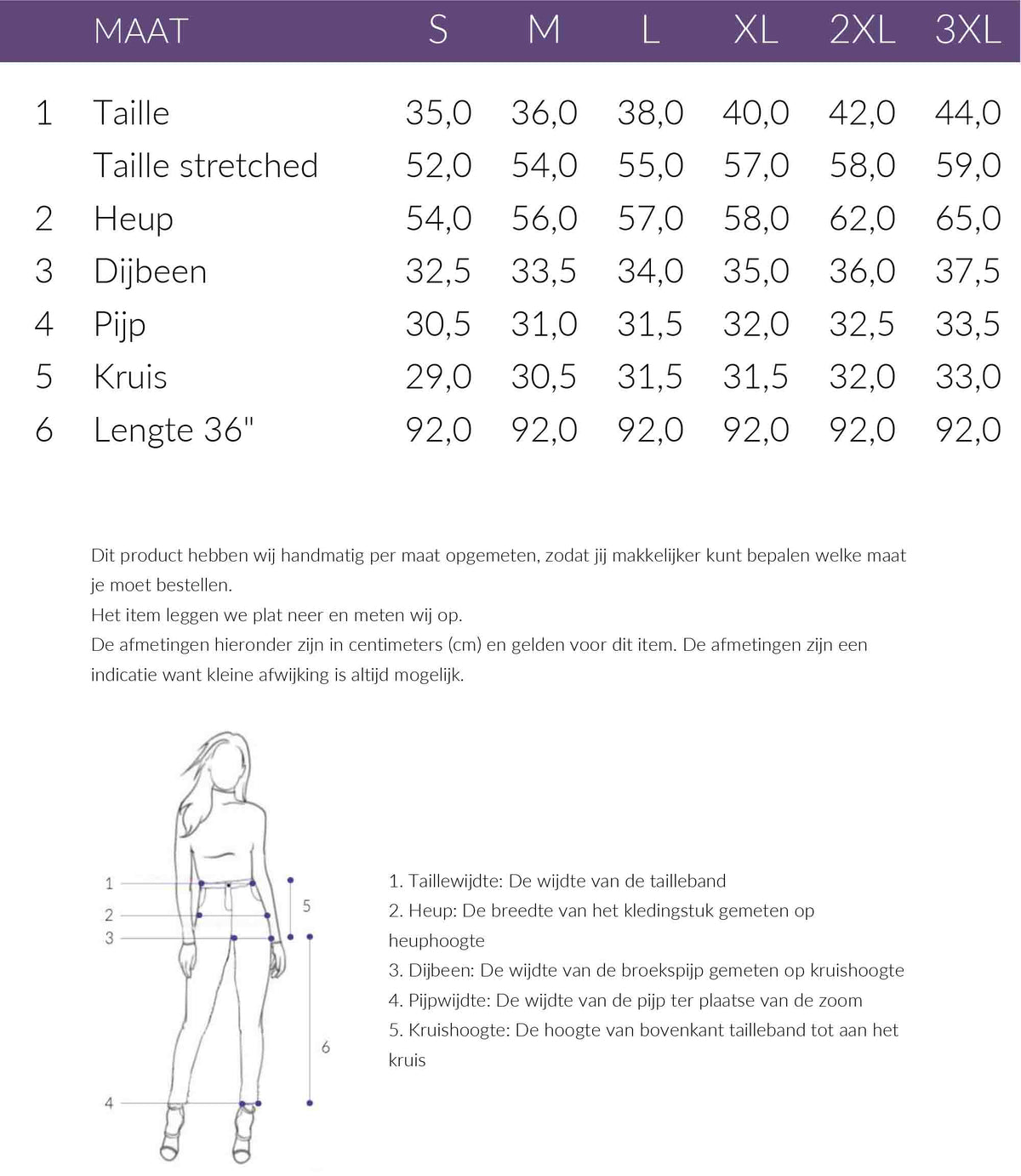 Maattabel Maicazz Broek Somon Offwhite | Tall