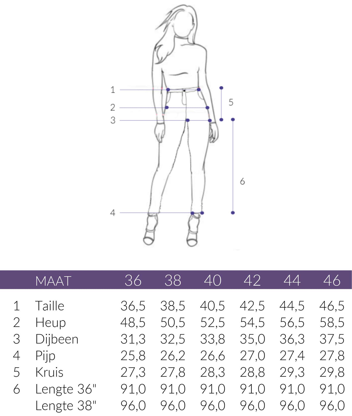 Maattabel Longlady Pants Naomi