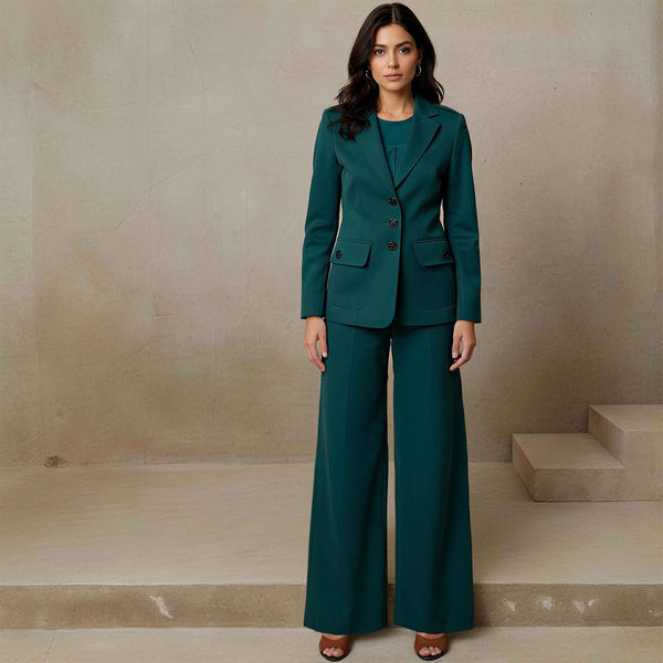 Only-M Broek Wijd Siena Petrol, tall kleding voor lange vrouwen, gedragen door model