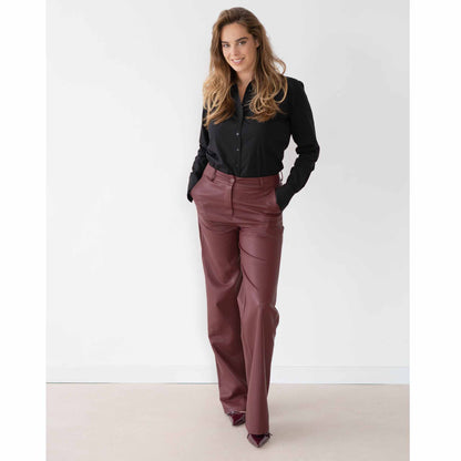 Smashed Lemon Broek Leatherlook Bordeaux | Tall