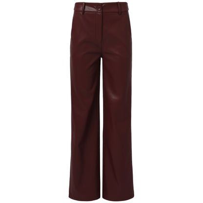 Smashed Lemon Broek Leatherlook Bordeaux | Tall