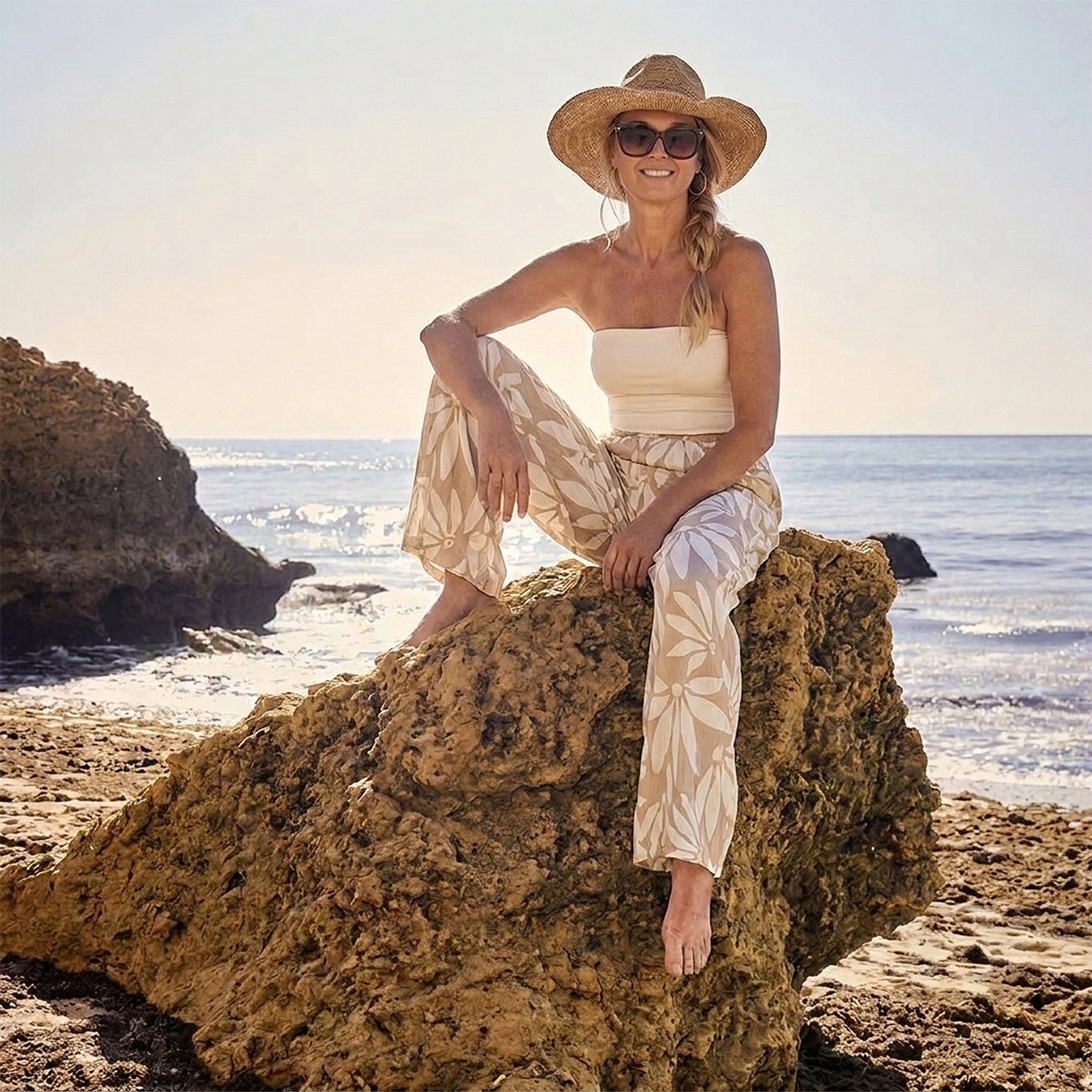 Smashed Lemon Broek Lichtbeige Offwhite | Tall