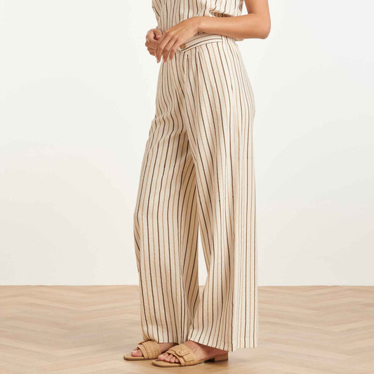 Smashed Lemon Broek Lichtbeige Streep | Tall