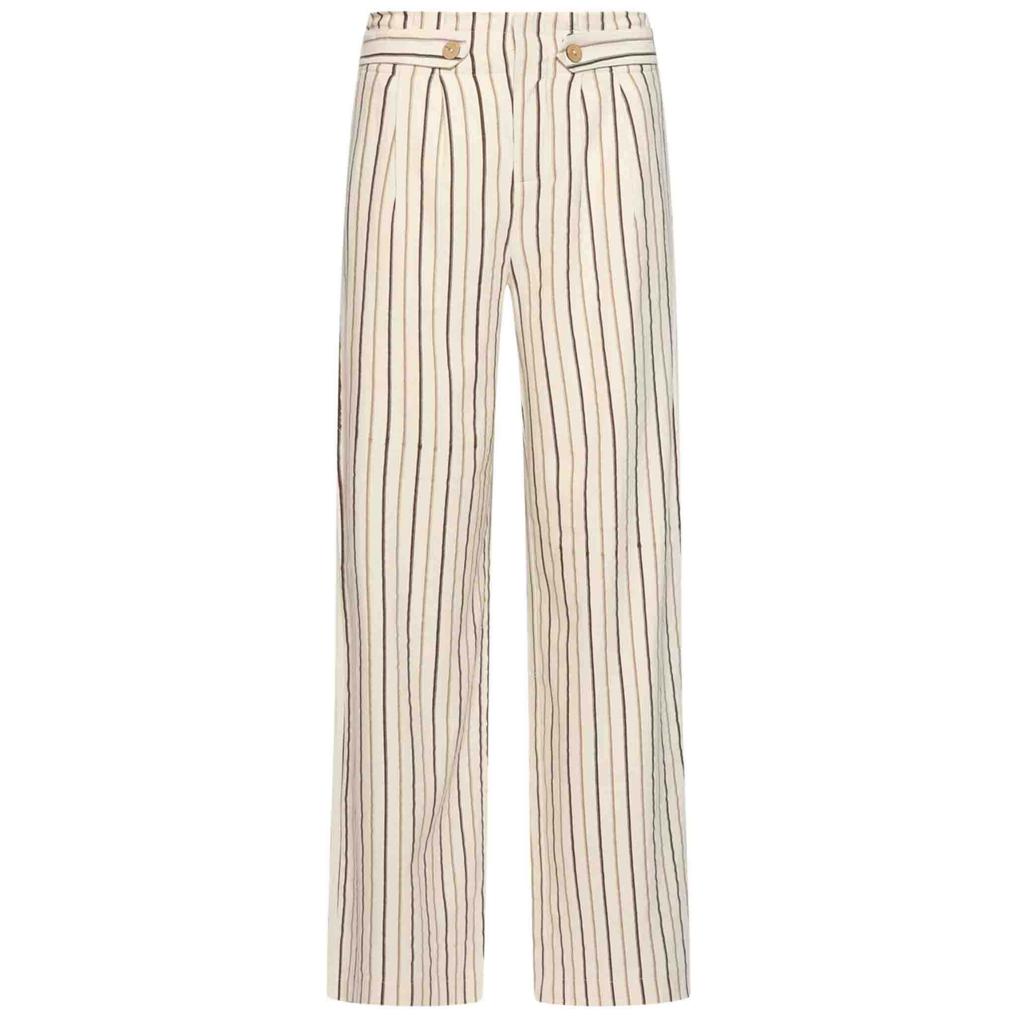 Smashed Lemon Broek Lichtbeige Streep | Tall