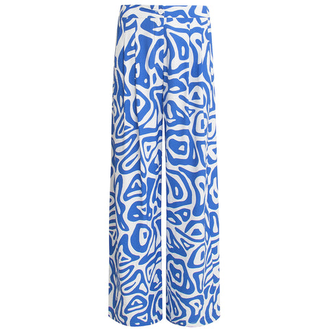 Smashed Lemon Broek print Cobalt, tall kleding voor lange vrouwen