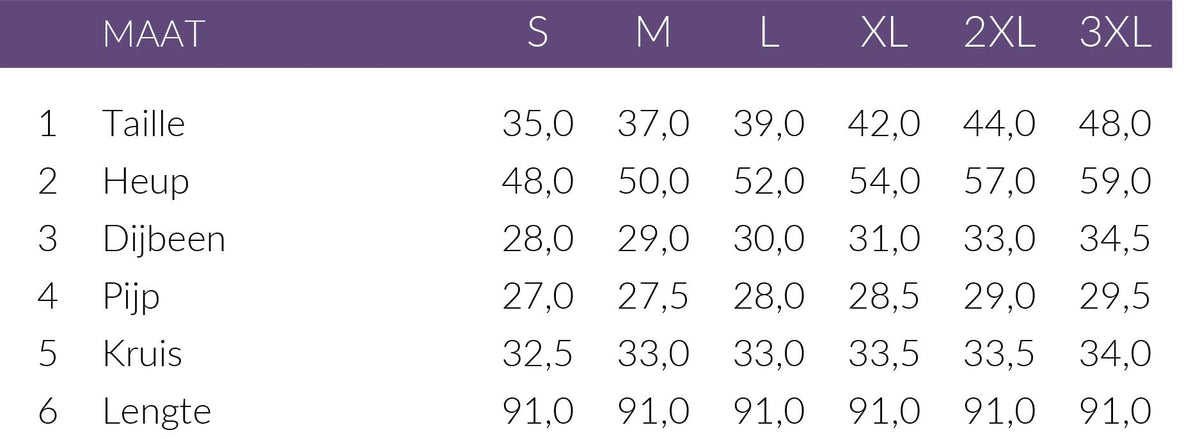 Maattabel Smashed Lemon Broek Lichtbeige | Tall